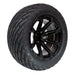 14" Volt SS Wheels in Gloss Black Finish and 23" Arisun Lightning Tires Combo- Set of 4 - GOLFCARTSTUFF.COM™