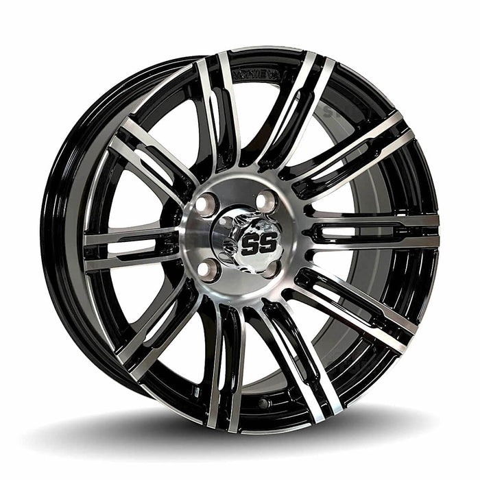 15" AR538 Prestige Gloss Black & Machined Golf Cart Wheels - 15"x6" ET-25 Offset - GOLFCARTSTUFF.COM™