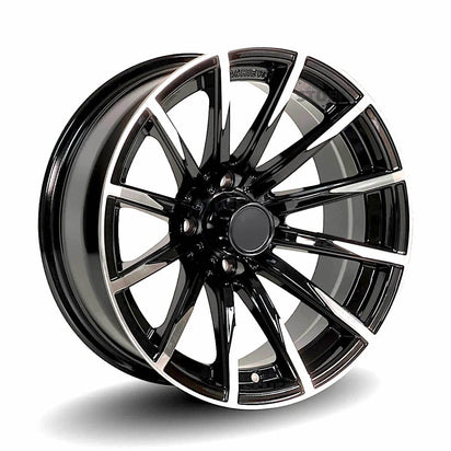 15" AR718 Sabre Gloss Black & Machined Golf Cart Wheels - 15"x6" ET-25 Offset - GOLFCARTSTUFF.COM™