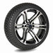 15" Terminator Black/ Machined Golf Cart Wheels and 205/35-R15 Low-Profile DOT Street & Turf Tires Combo - Set of 4 (Choose your tire!) - GOLFCARTSTUFF.COM™
