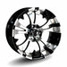 15" Vampire Gloss Black & Machined Golf Cart Wheels - 15"x7" ET-15 Offset - GOLFCARTSTUFF.COM™