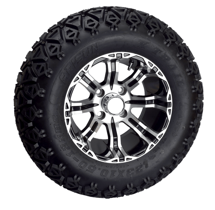 23" LAMA Machined Aluminum Wheels and All-Terrain Arisun X-Trail Tires Combo- Set of 4 (Multiple Finishes Available) - GOLFCARTSTUFF.COM™