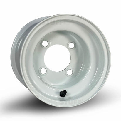 8" White Steel OEM Golf Cart Wheel - 8"x7" ET-0 Center Offset - GOLFCARTSTUFF.COM™
