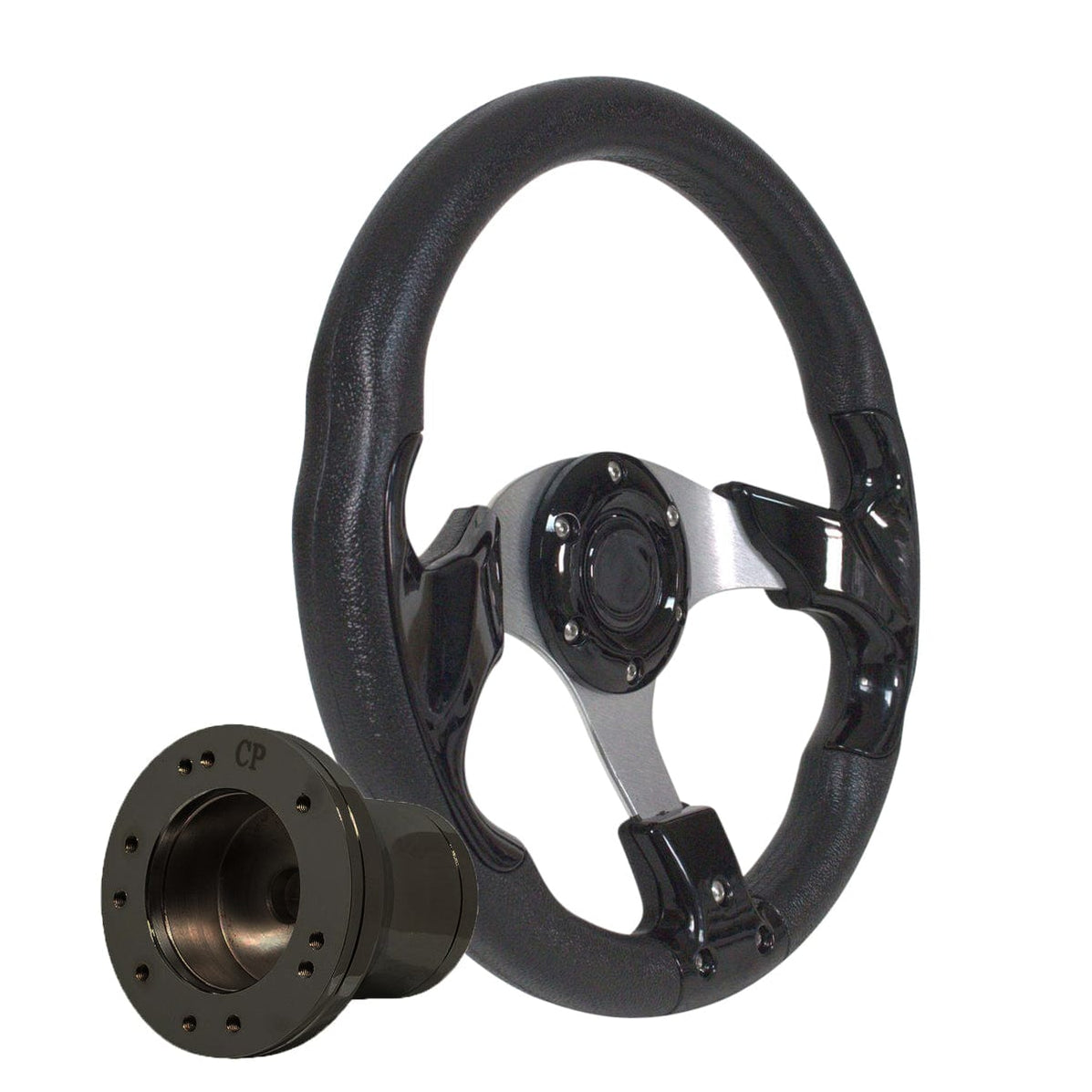 Black Classic Golf Cart Steering Wheel —