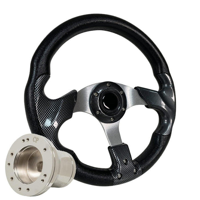 Carbon Fiber Classic Golf Cart Steering Wheel - GOLFCARTSTUFF.COM™