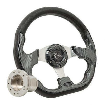 Carbon Fiber Club Sport Golf Cart Steering Wheel - 12.5" - GOLFCARTSTUFF.COM™