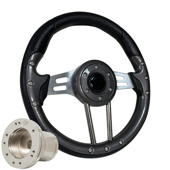 Carbon Fiber GTA3 Golf Cart Steering Wheel - GOLFCARTSTUFF.COM™