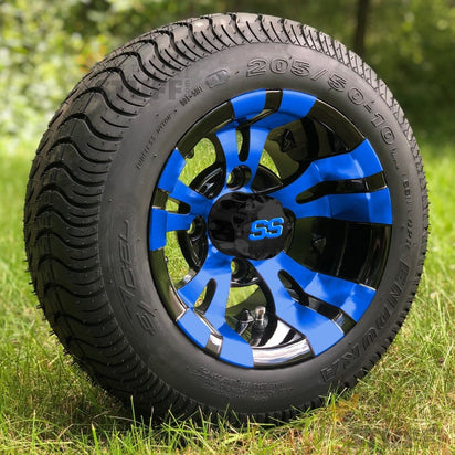GCS™ 10" Vampire Golf Cart Wheels Colorway and 205/50-10 DOT Street/Turf Golf Cart Tires Combo - Set of 4 (Choose your tire!) - GOLFCARTSTUFF.COM™
