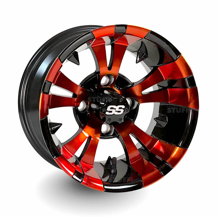GCS™ 12" Vampire Golf Cart Wheels Colorway and 215/40-12 Low-Profile DOT Street & Turf Tires Combo - Set of 4 (Choose your tire!) - GOLFCARTSTUFF.COM™