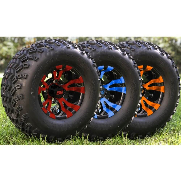 GCS™ Colorway 10" Vampire Golf Cart Wheels and 22" Golf Cart Tires Combo - Set of 4 (Choose your tire!) - GOLFCARTSTUFF.COM™