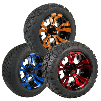GCS™ Colorway 12" Vampire Golf Cart Wheels and 20" Tall Golf Cart Tires Combo - Set of 4 (Choose your tire!) - GOLFCARTSTUFF.COM™