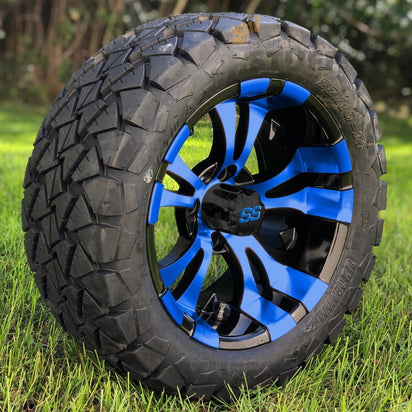 GCS™ Colorway 14" Vampire Golf Cart Wheels and GTW Timberwolf 22"x10-14 Golf Cart All Terrain Tires Combo - Set of 4 (Select your color!) - GOLFCARTSTUFF.COM™