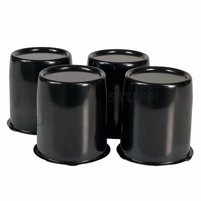 Steel Gloss Black Push-Through Center Caps for Club Car, EZGO, Yamaha Golf Cart Wheels - Set of 4