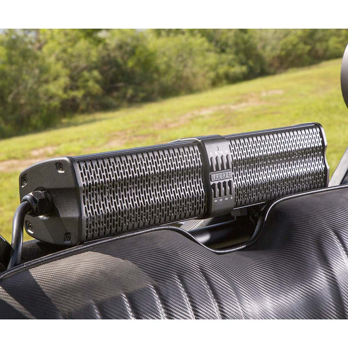 Kicker speaker installed on the back of a golf cart