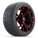 GTW 15" Spyder golf cart wheel in red and black finish.