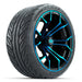 GTW 15" Spyder golf cart wheel in blue and black finish.