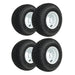 Kenda K500 18x8.5-8 Super Turf White and Black 4-Hole OEM Steel Golf Cart Wheel Tire Combination - Set of 4 (Fits all carts!) - GOLFCARTSTUFF.COM™