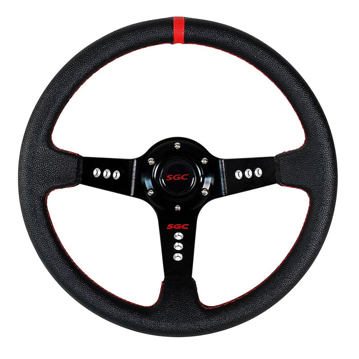 Offset 3-Spoke Red Stripe Golf Cart Steering Wheel - 13.5"⎮SGC® - GOLFCARTSTUFF.COM™