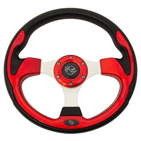 Red Rally Golf Cart Steering Wheel - 12.5" - GOLFCARTSTUFF.COM™