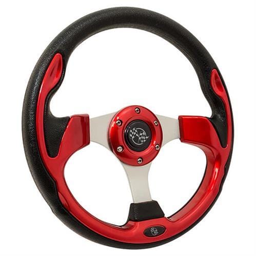 Red Rally Golf Cart Steering Wheel - 12.5" - GOLFCARTSTUFF.COM™