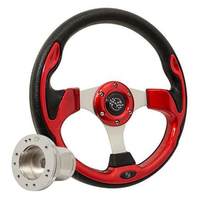 Red Rally Golf Cart Steering Wheel - 12.5" - GOLFCARTSTUFF.COM™