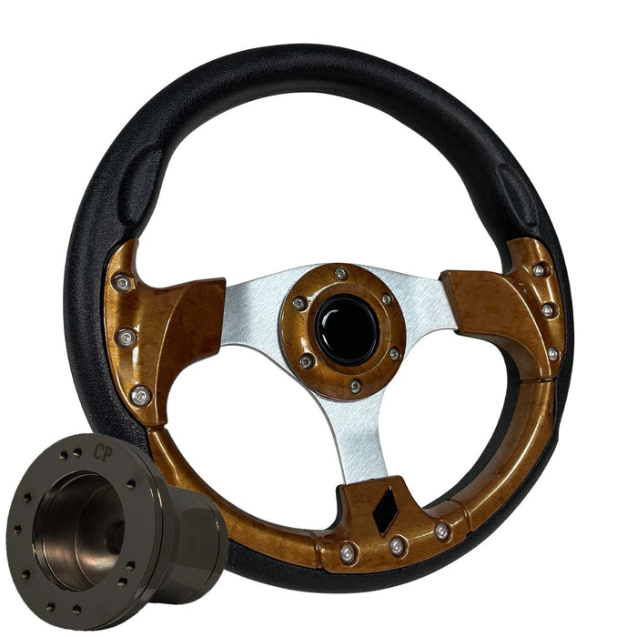 Wood Grain GTA2 Golf Cart Steering Wheel - GOLFCARTSTUFF.COM™