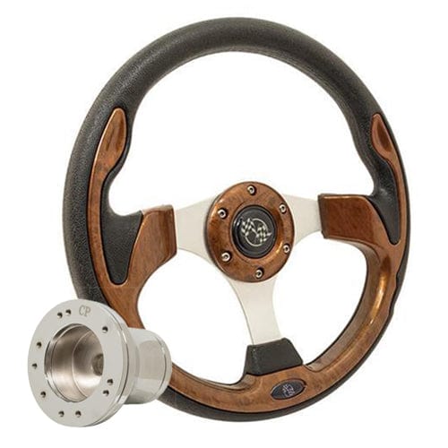 Wood Grain Rally Golf Cart Steering Wheel - 12.5" - GOLFCARTSTUFF.COM™