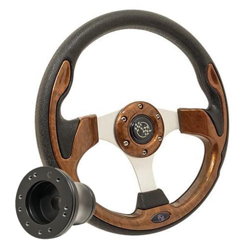 Wood Grain Rally Golf Cart Steering Wheel - 12.5" - GOLFCARTSTUFF.COM™