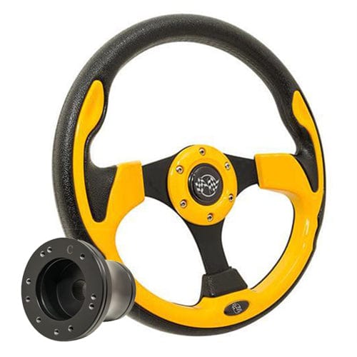Yellow Rally Golf Cart Steering Wheel - 12.5" - GOLFCARTSTUFF.COM™