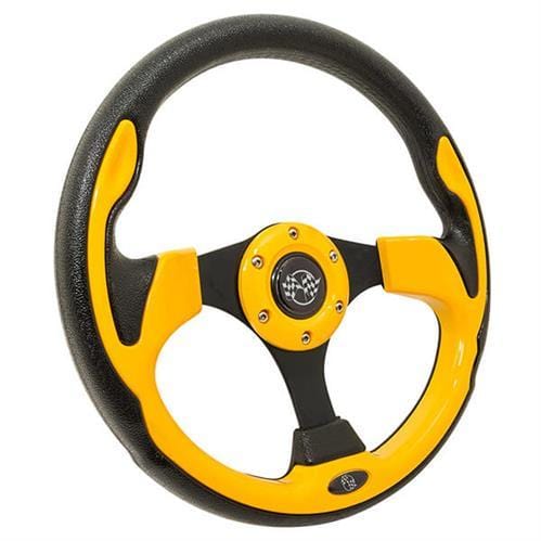 Yellow Rally Golf Cart Steering Wheel - 12.5" - GOLFCARTSTUFF.COM™